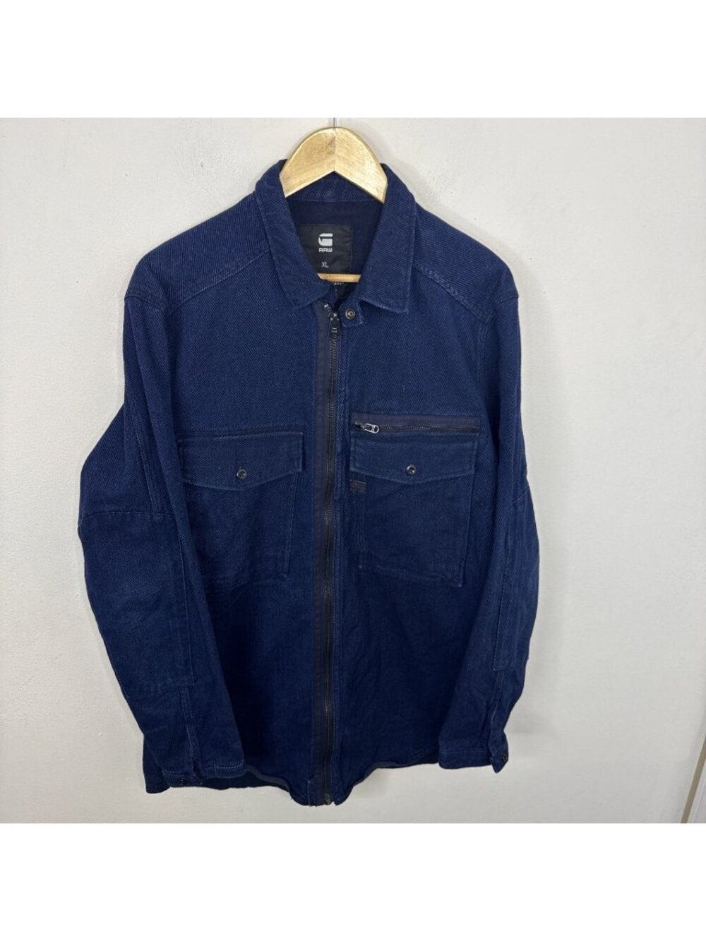 G Star Raw Men XL Type C Overshirt Blue Utility L/S Zip Shacket
